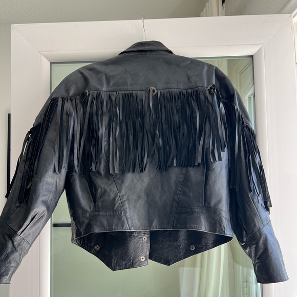 Vintage western fringe-trimmed leather jacket - Picture 3 of 3